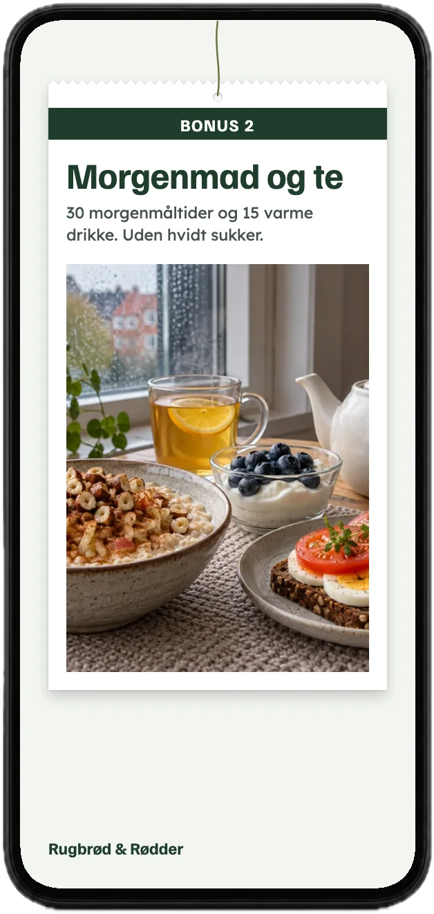 Forsiden af bonussen Morgenmad og te på en mobil